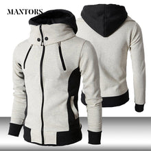 Load image into Gallery viewer, Men Zipper Hoodies Casual Fleece Autumn Winter New Solid Hooded Sweatshirt Tracksuit Scarf Collar Hooded Male Fitness Hoody Coat